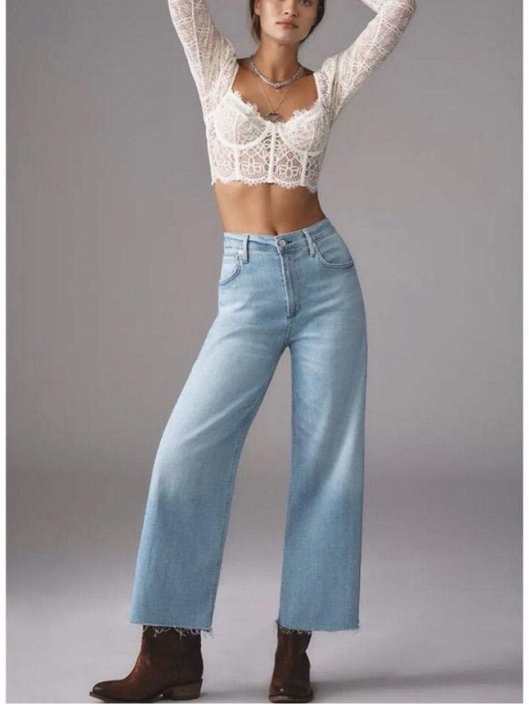 Citizens Of Humanity Lyra Crop Wide Leg Jeans Women’s 26 Marquee Light Wash Nwt